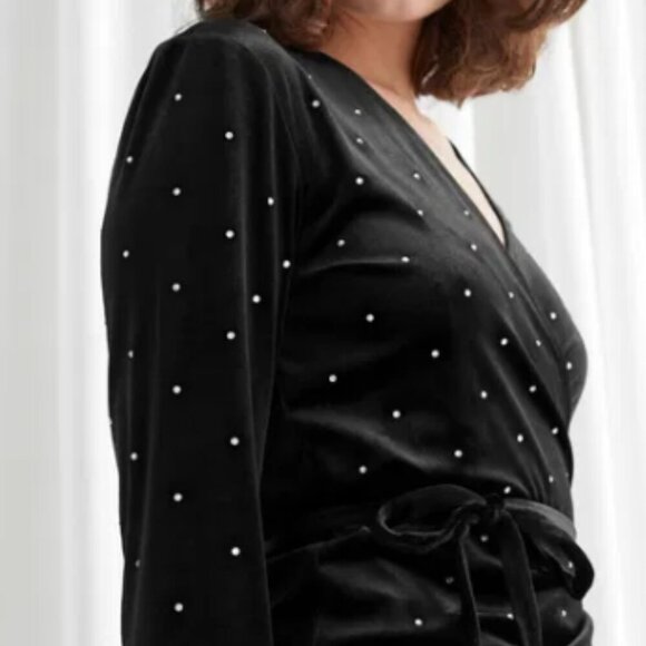 & Other Stories Rhinestone Velvet Wrap Top size 0 - Picture 14 of 15